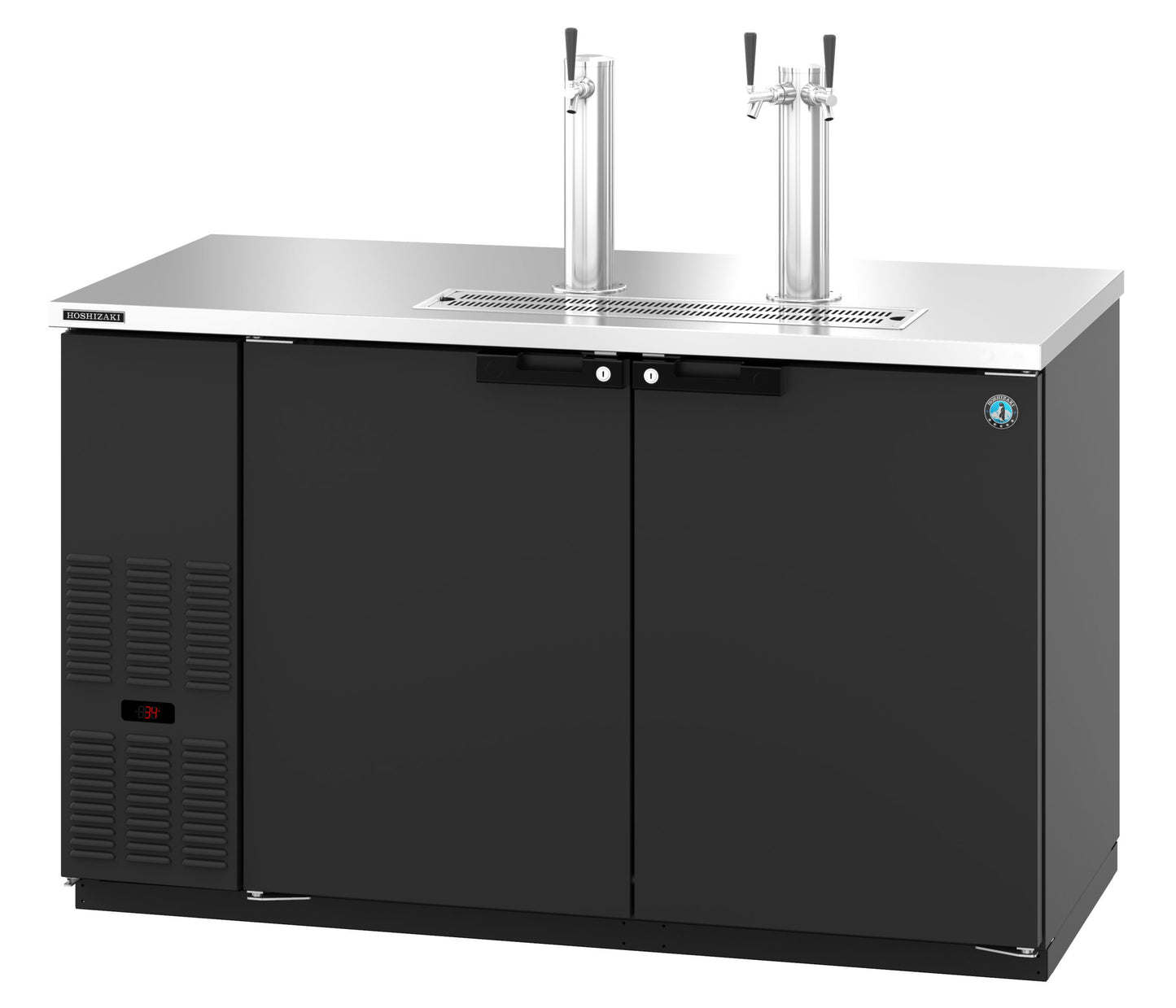 Kegerator Beer Dispenser Hoshizaki DD59 59 1/2" W w/ (2) Keg Capacity - (2) Column, Black, 115v
