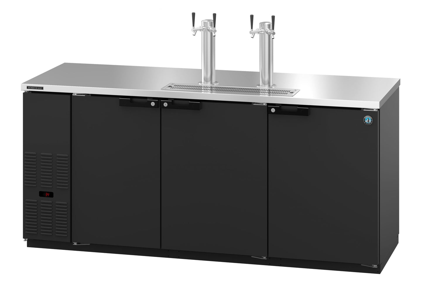 Kegerator Beer Dispenser Hoshizaki DD80 80" W w/ (4) Keg Capacity - (2) Column, Black, 115v