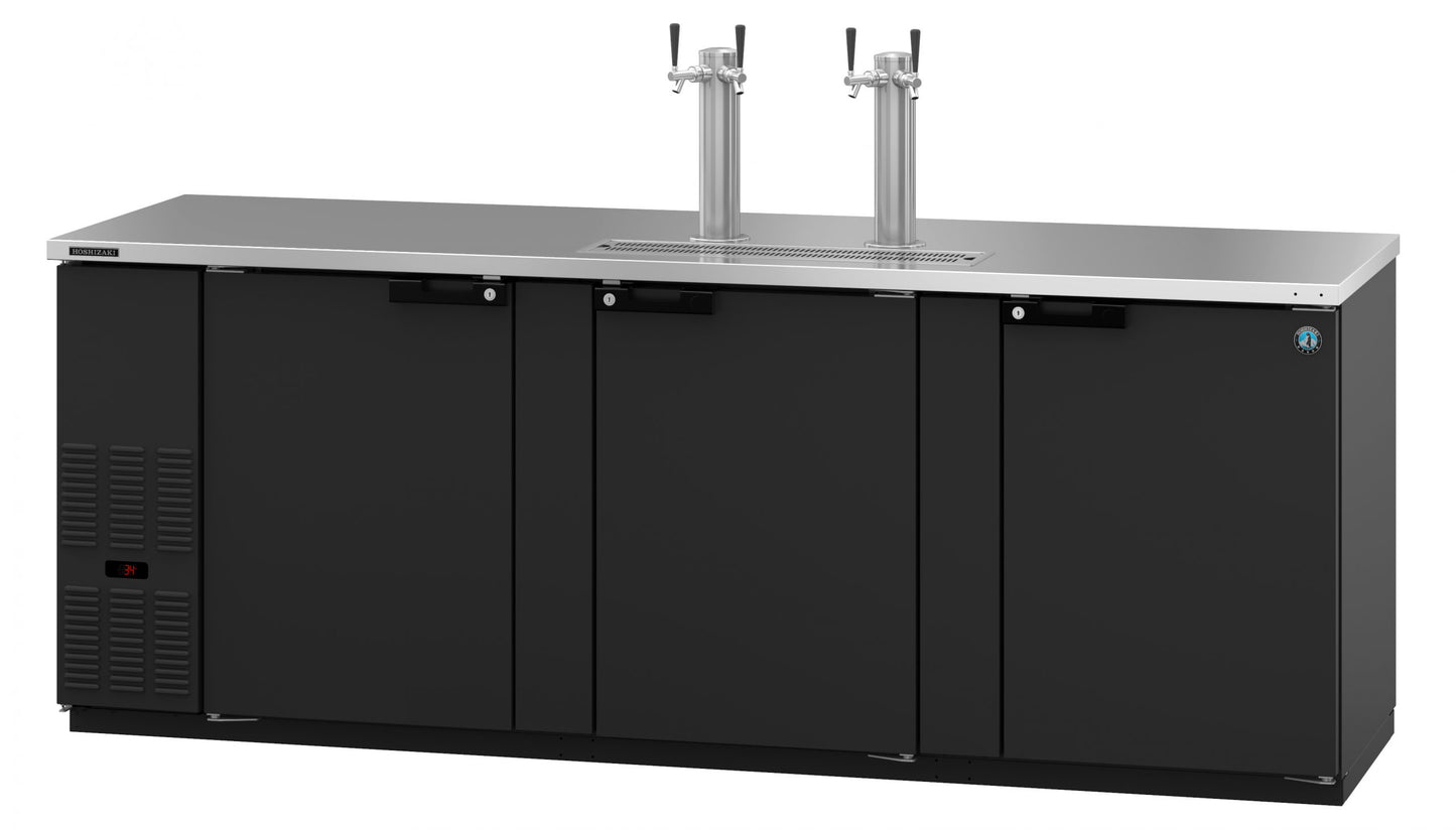 Kegerator Beer Dispenser Hoshizaki DD95 95 1/2" W w/ (5) Keg Capacity - (2) Column, Black, 115v