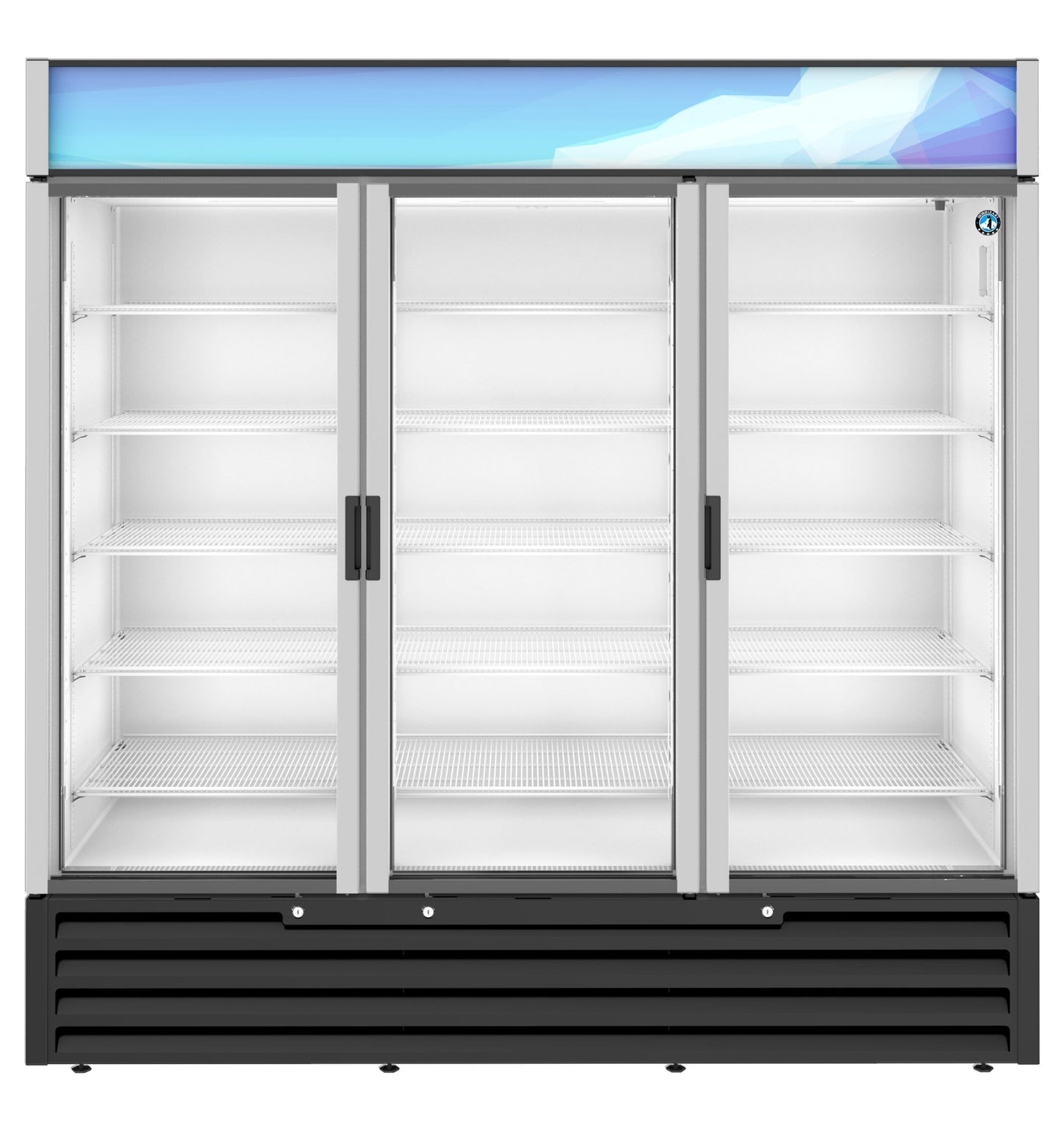 Glass Door Merchandiser Three Section Hoshizaki RM-65-HC 78" W RM Series - (3) Left/Right Hinge Doors, Silver, 115v