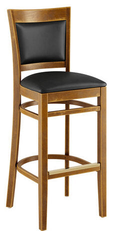 Wood Bar Stool Vintage Finish Frame with 2 1/2" Black Vinyl Padded Seat