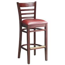 Wood Bar Stool Mahogany Finish Frame with 2 1/2" Burgundy Vinyl Padded Seat Solid Beechwood