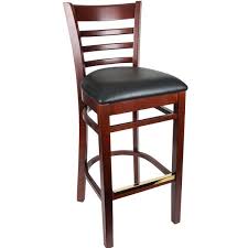 Wood Bar Stool Mahogany Finish Frame with 2 1/2" Black Vinyl Padded Seat Solid Beechwood