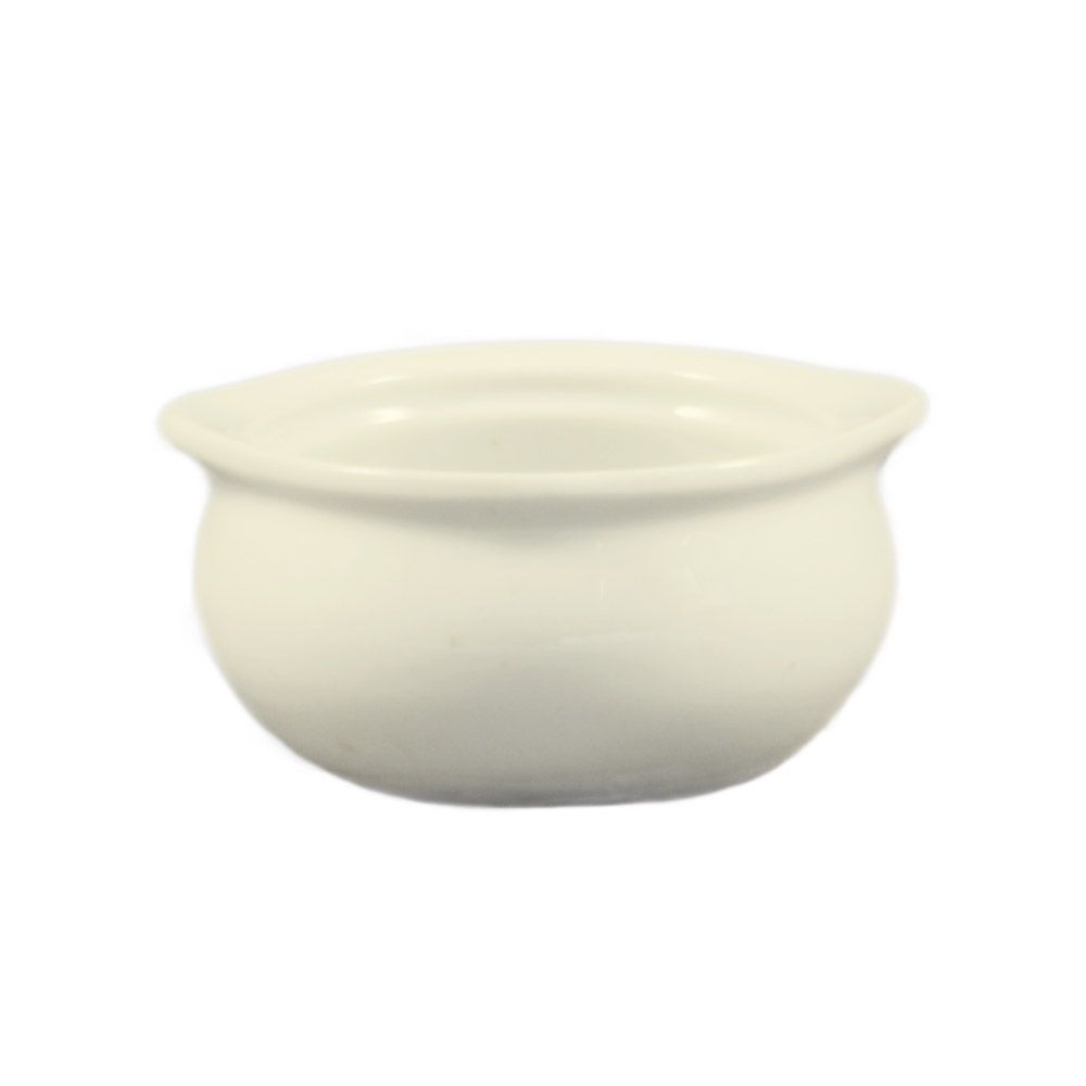 CAC OC-12-W 12 oz. Ivory (American White) Stoneware Onion Soup Crock / Bowl - 24/Case