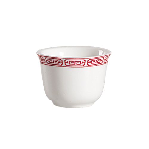 CAC 105-55 5 Oz. Bone White Red Gate Chinese Style Tea Cup - 72/Case