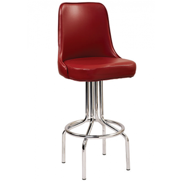 G&A 447 Commercial Bar Stool Chrome Frame Claret Vinyl