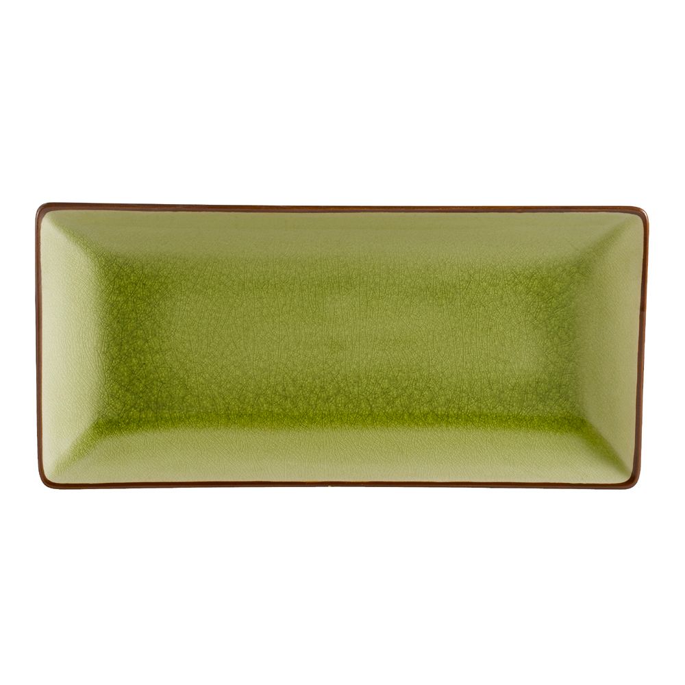 CAC 666-13-G 11.5"L Rectangular Golden Green Japanese Style Platter - 12/Case