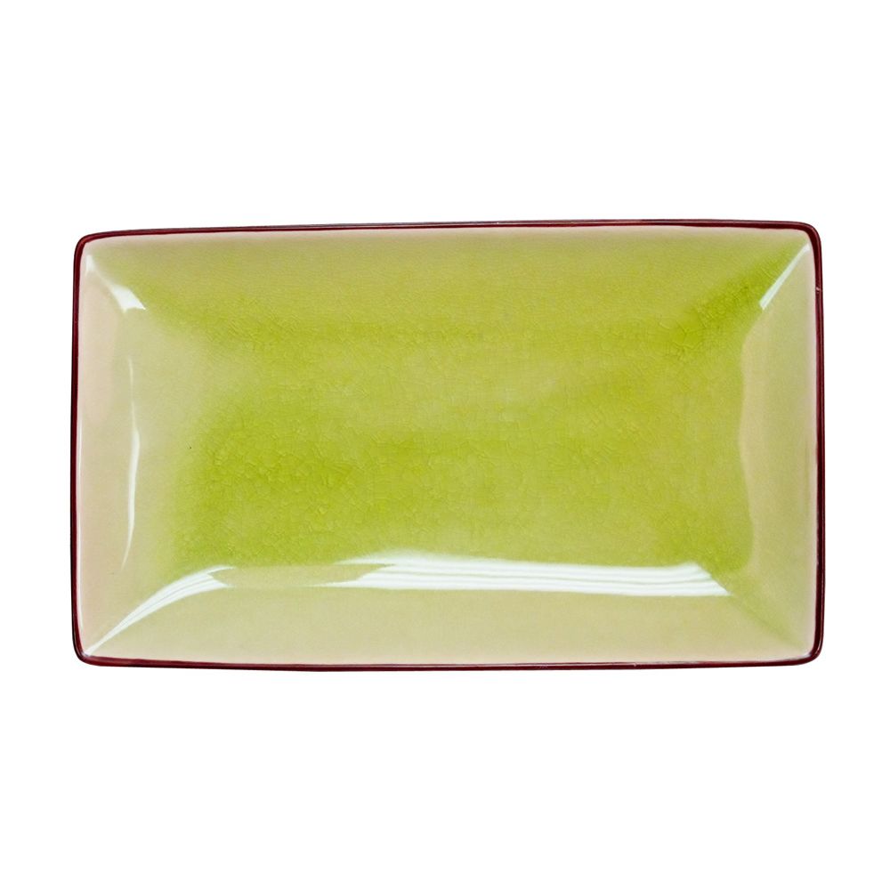 CAC 666-33-G 5" Rectangular Golden Green Japanese Style Platter - 36/Case