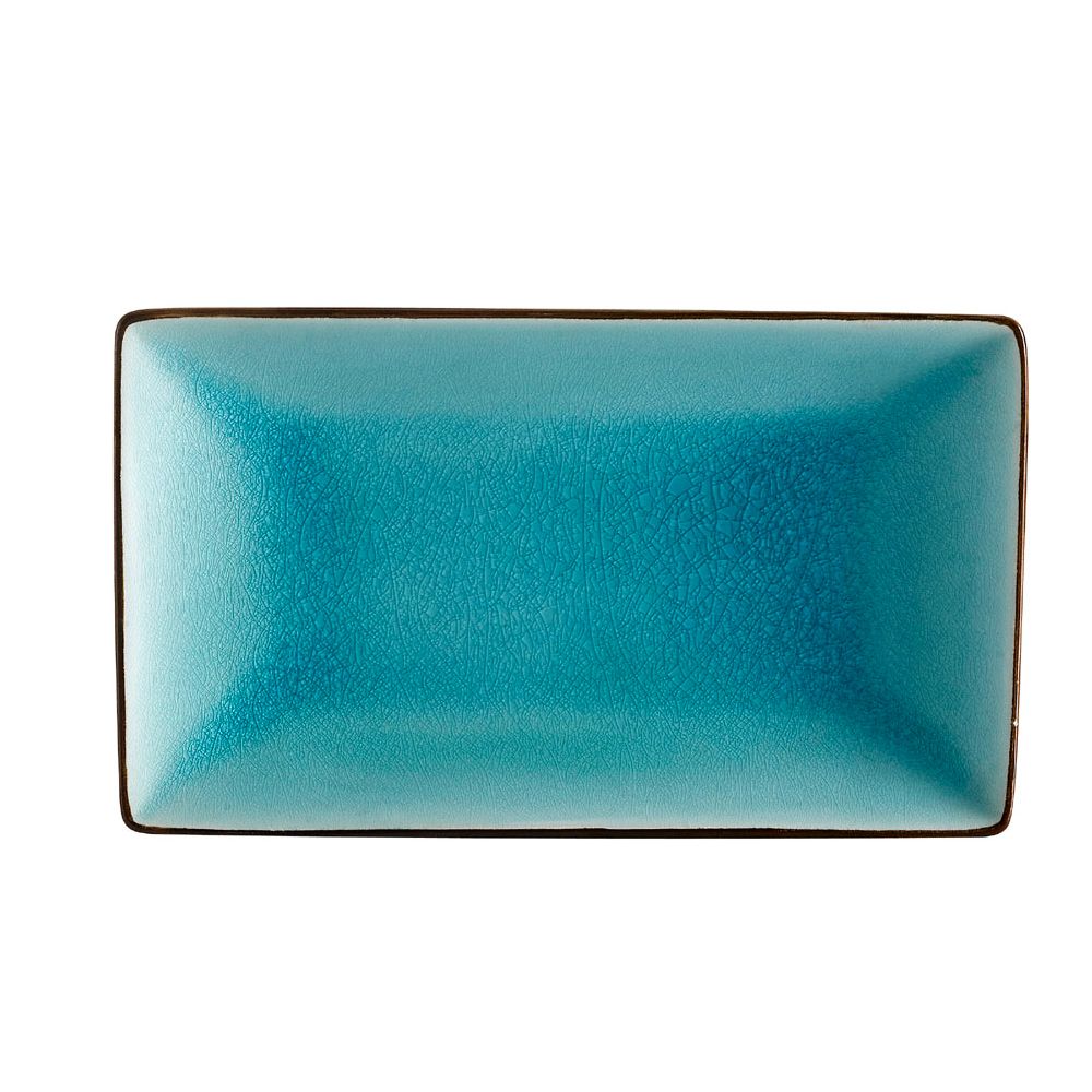 CAC 666-34-BLU 8.5" Rectangular Lake Blue Japanese Style Platter - 24/Case