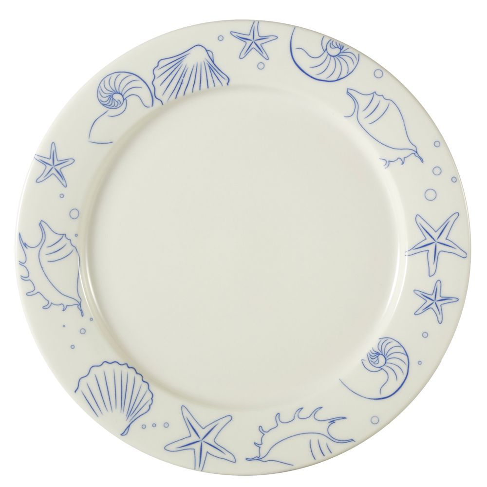 CAC ATC-21-AW 12" Round Atlantic Seashell Plate - 12/Case