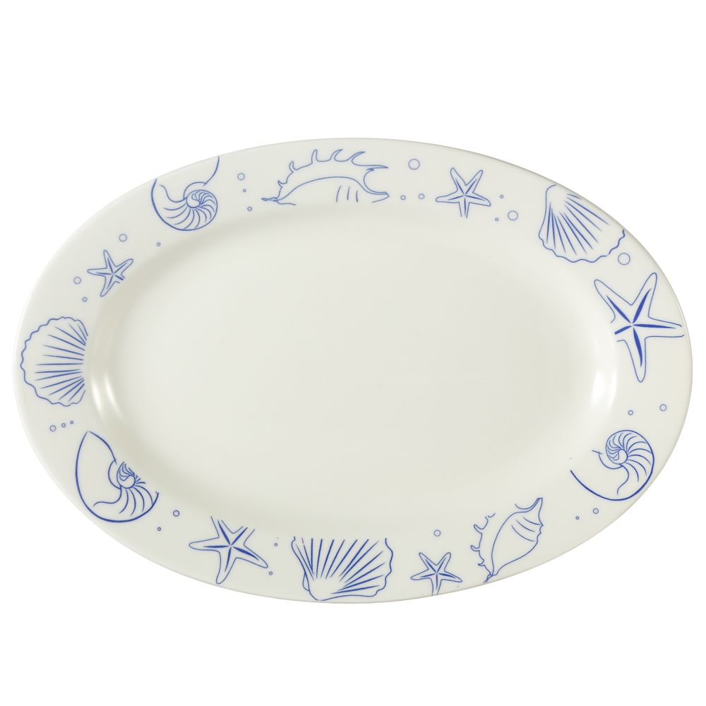 CAC ATC-51-AW 15" Oval Atlantic Seashell Platter - 12/Case