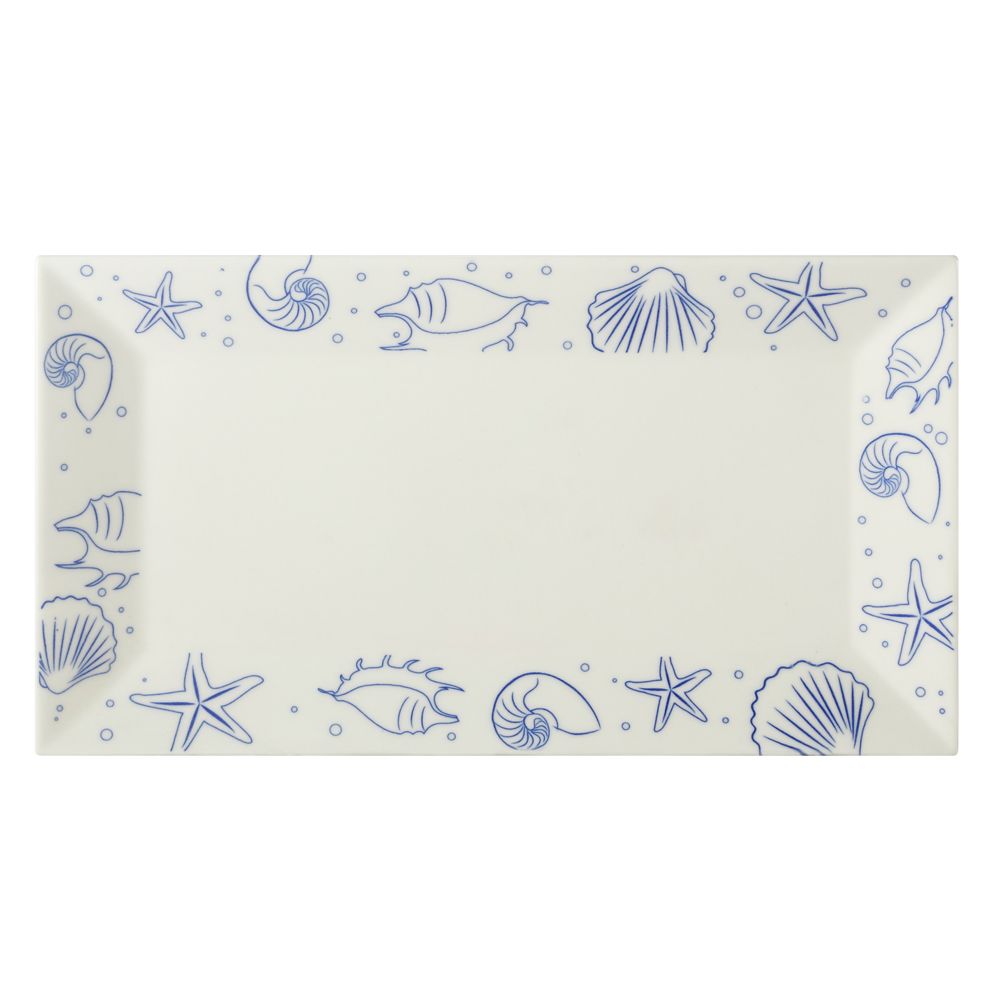 CAC ATC-RT51-AW 14.5" Rect. Atlantic Seashell Platter - 12/Case