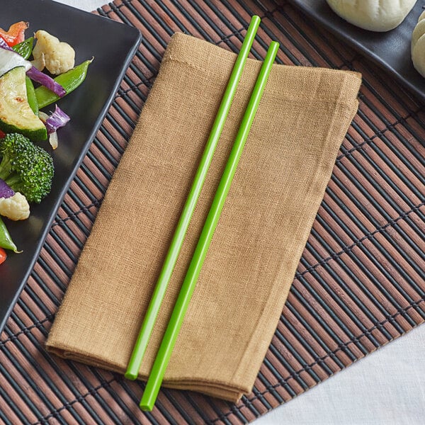 Emperor's Select 10 3/4" Green Melamine Chopsticks Set - 10/Pack
