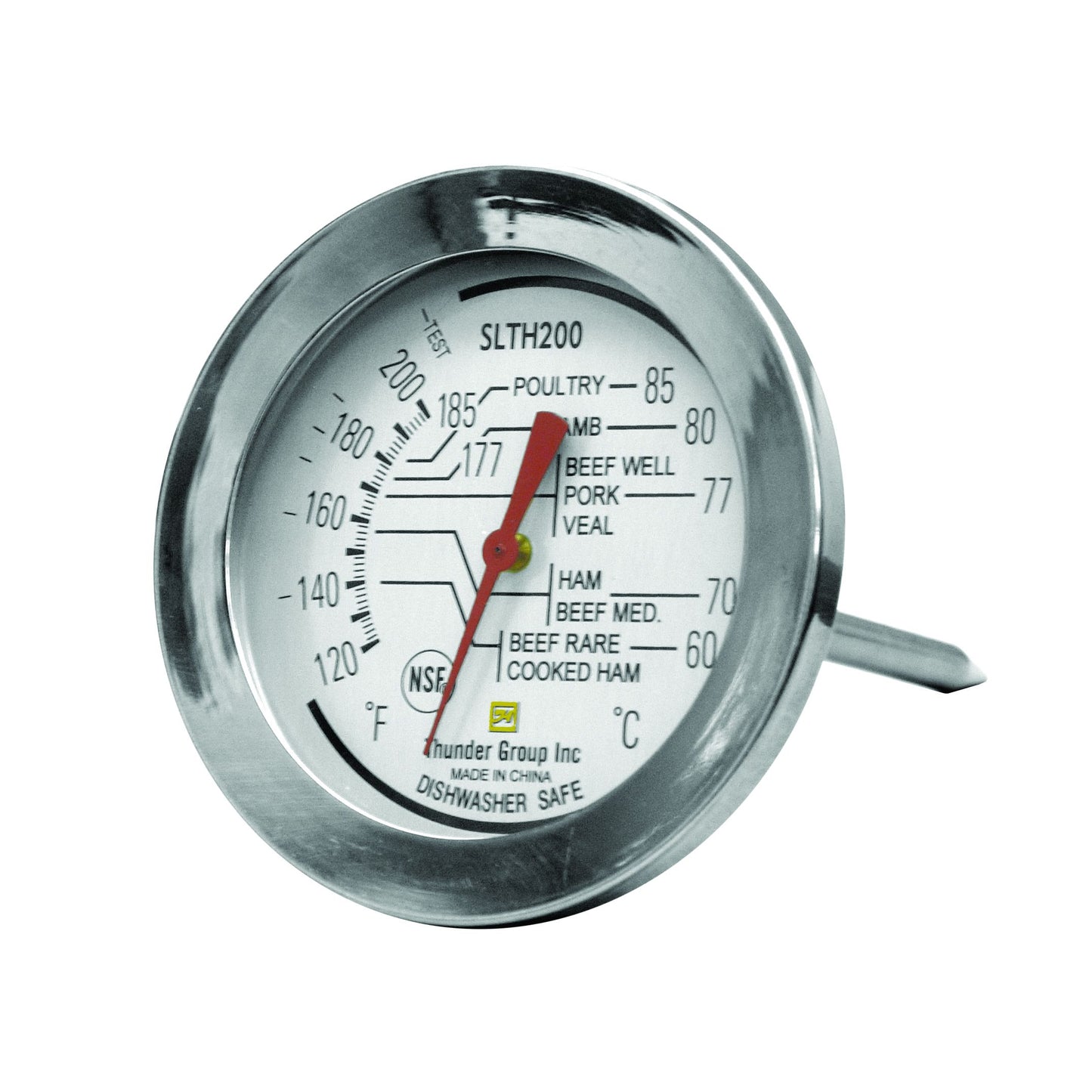Thunder Group SLTH200 Dial Type Meat Thermometer, 120° to 200°F