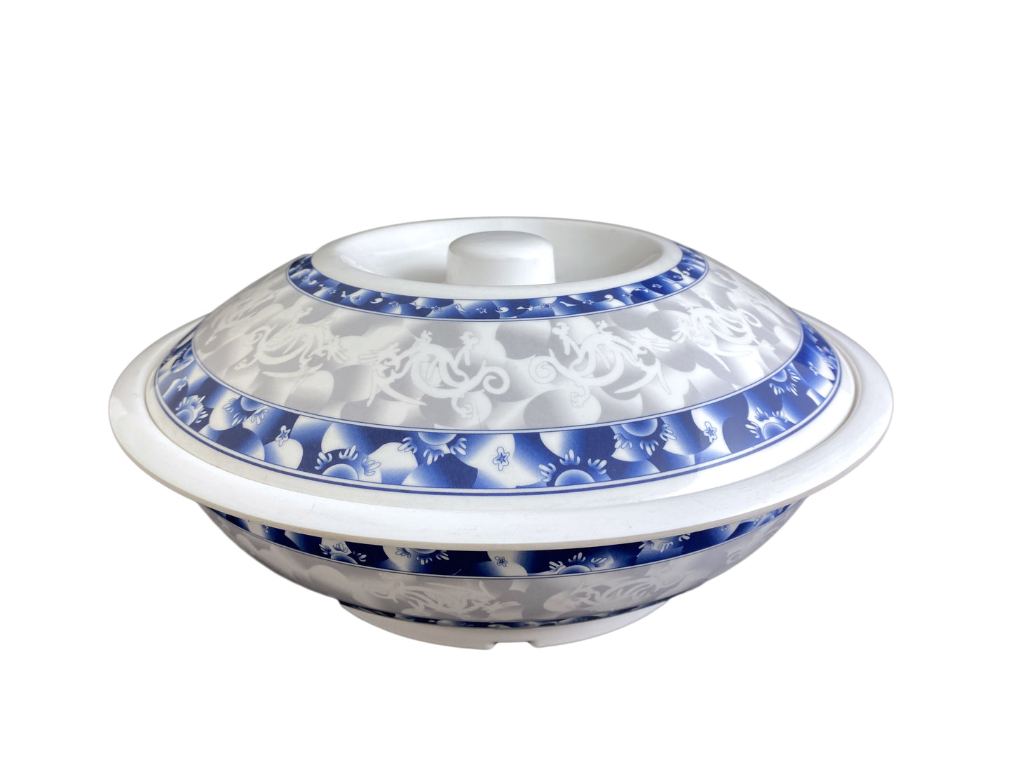 Thunder Group 8011DL Blue Dragon 2.5 Qt. Round Melamine Serving Bowl with Lid - 11"