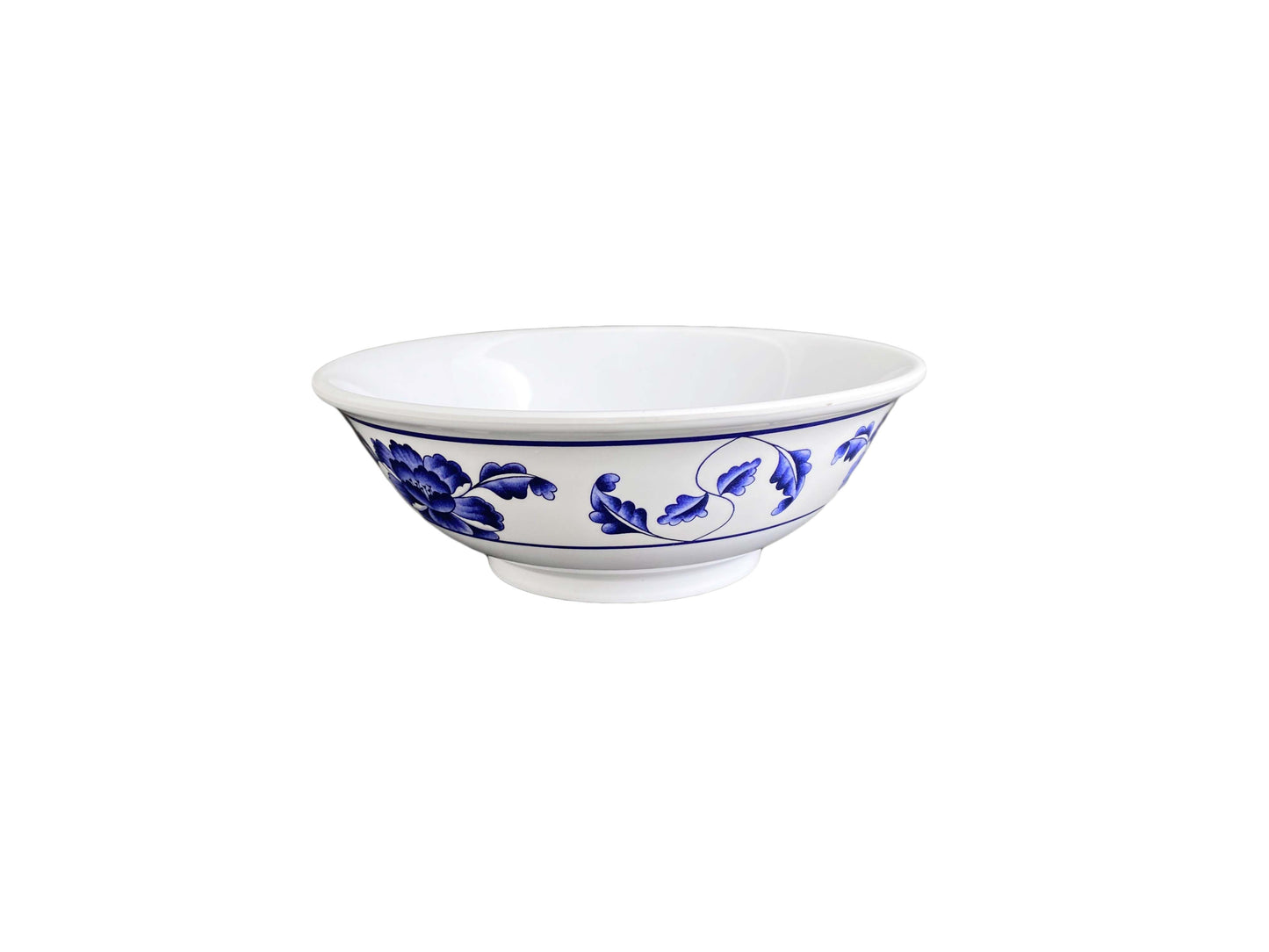 Thunder Group 5065TB 32 oz Round Melamine Bowl, White/Blue