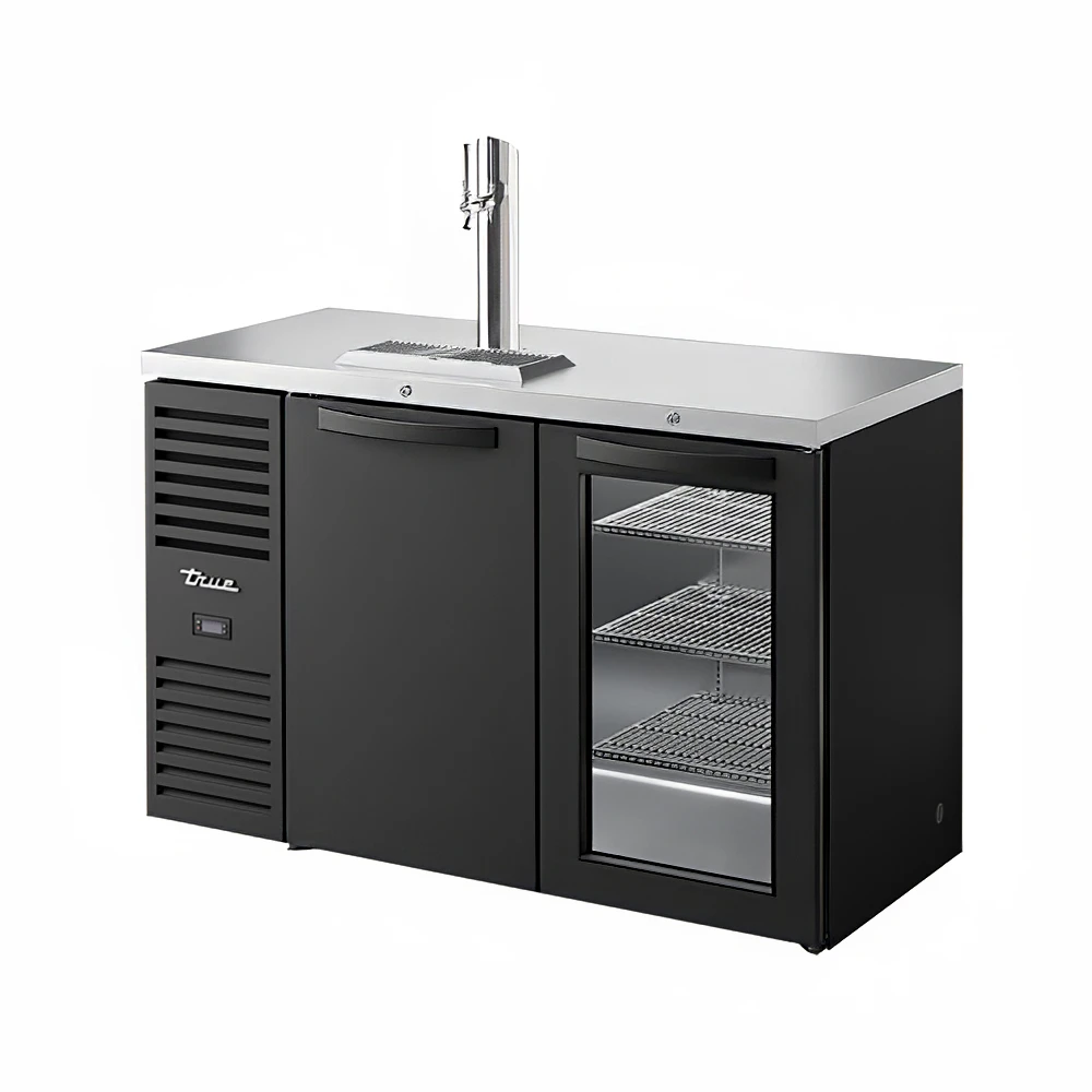 True TDR52-RISZ1-L-B-SG-1 52" Kegerator Beer Dispenser w/ (1) Keg Capacity - (1) Column, Black, 115v