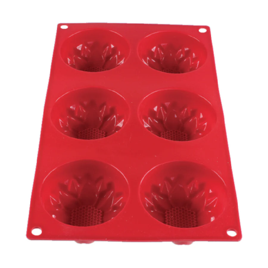 Thunder Group PLBM004S Red Silicone 6 Compartment Dahlia Mold
