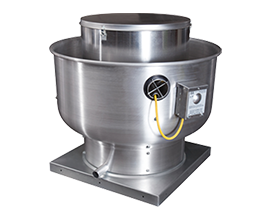 FloAire DU180H-1.5HP High Speed Direct Drive Centrifugal Upblast Exhaust Fan, 28" Fan Base, Roof Mount, 2269 CFM, 1198RPM, 3 Phs, 1.5HP, 208 V, VFD