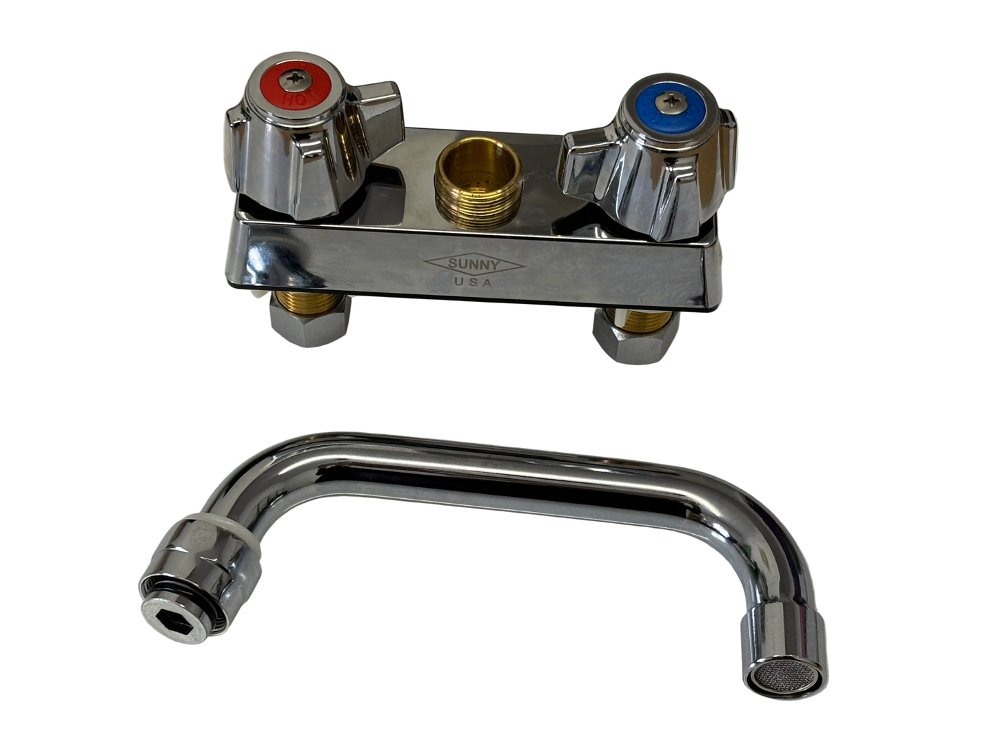 SUNNY SDF-406T (SDF-406) Deck-Mounted Faucet, Heavy Duty, 4" Center, 6" Tubular Spout