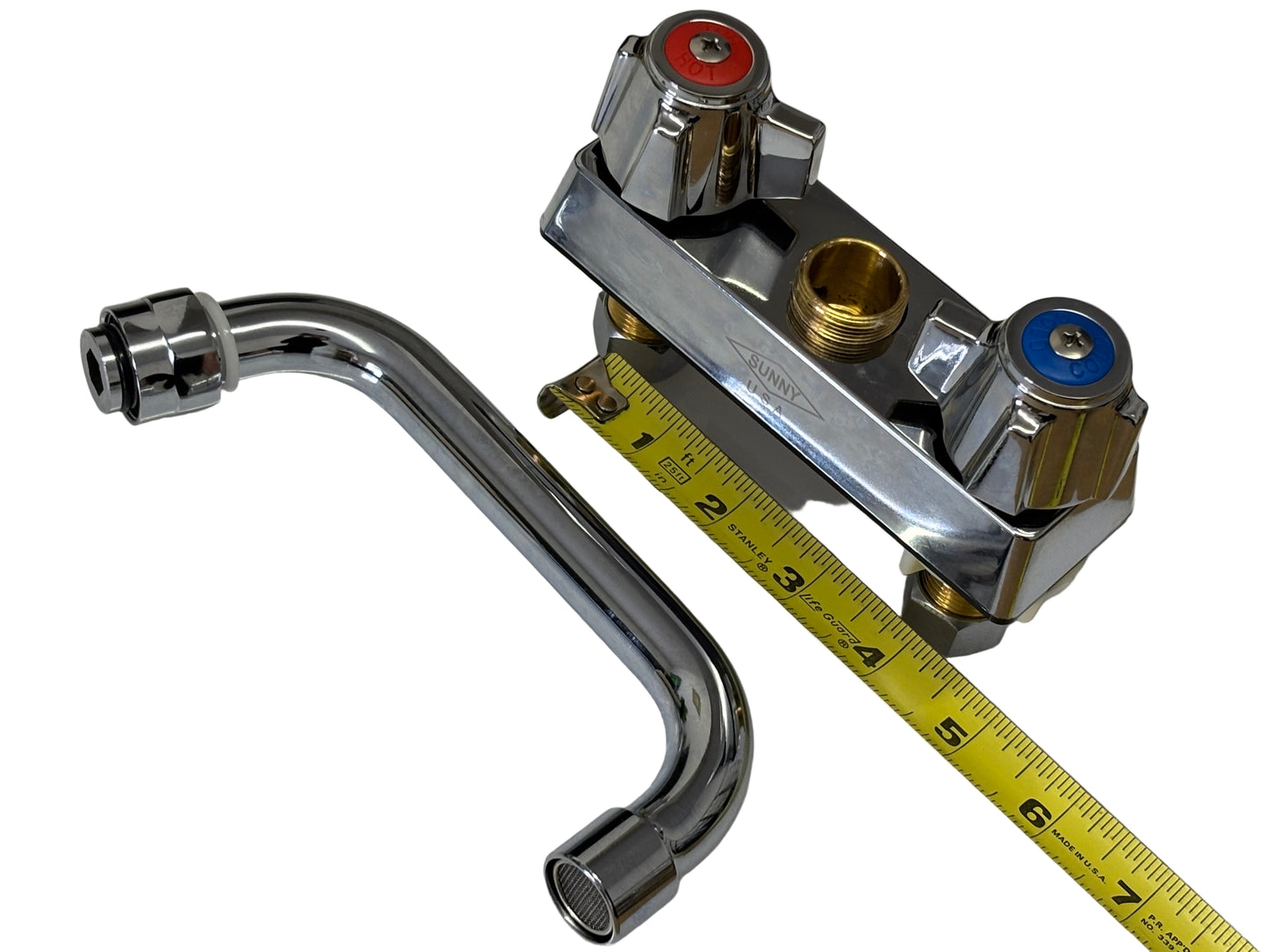 SUNNY SDF-406T (SDF-406) Deck-Mounted Faucet, Heavy Duty, 4" Center, 6" Tubular Spout