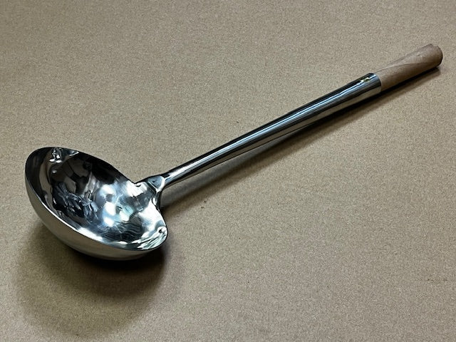 PO WAH Chinese Wok Ladle with Wooden Handle, Stainless Steel