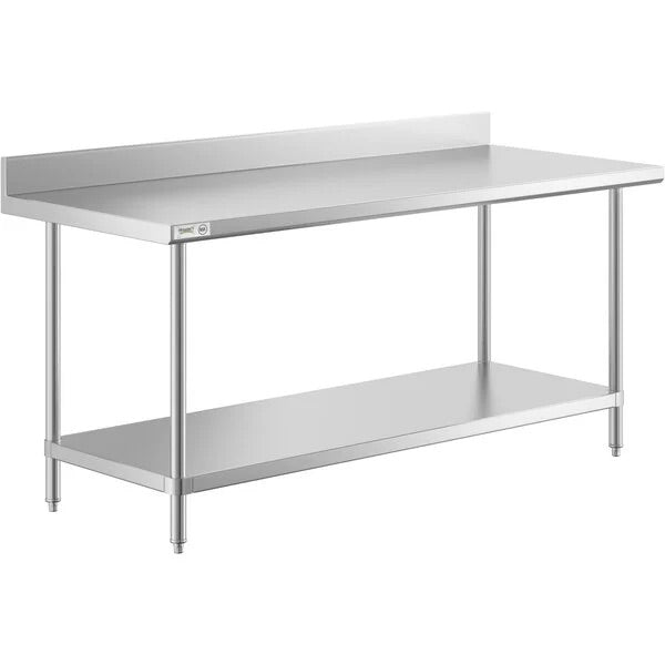 Regency Work Table 30" x 72" 16-Gauge Stainless Steel with 4" Backsplash and Undershelf