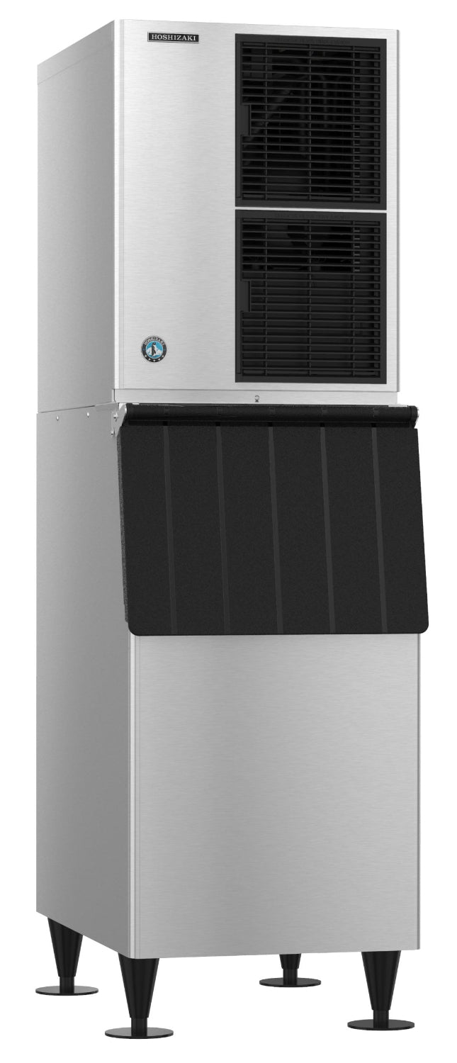 Hoshizaki KM-520MAJ/B-300SF Slim Line 22" Air Cooled 556 lb/Day Crescent Cube Ice Machine with 300 lb Stainless Steel Finish Ice Storage Bin