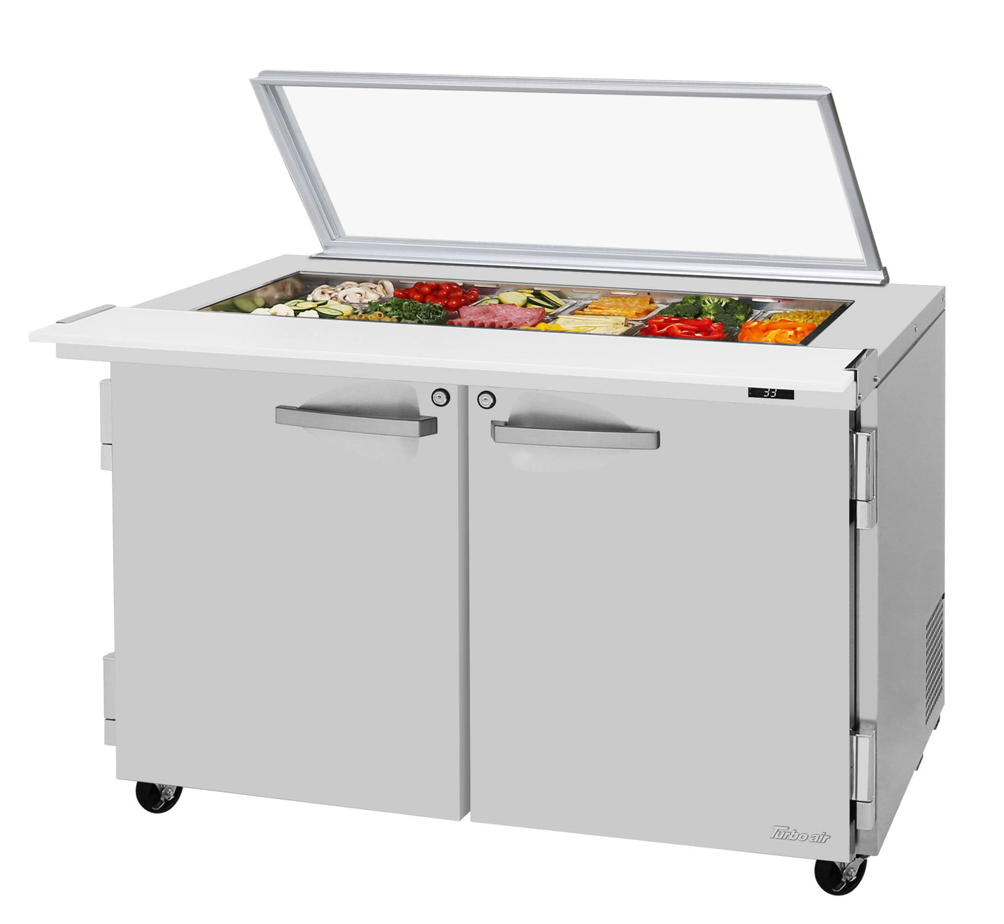 Turbo Air PST-48-18-N-GL 48 1/4" PRO Series Mega Top Sandwich/Salad Prep Table w/ Refrigerated Base, 115v