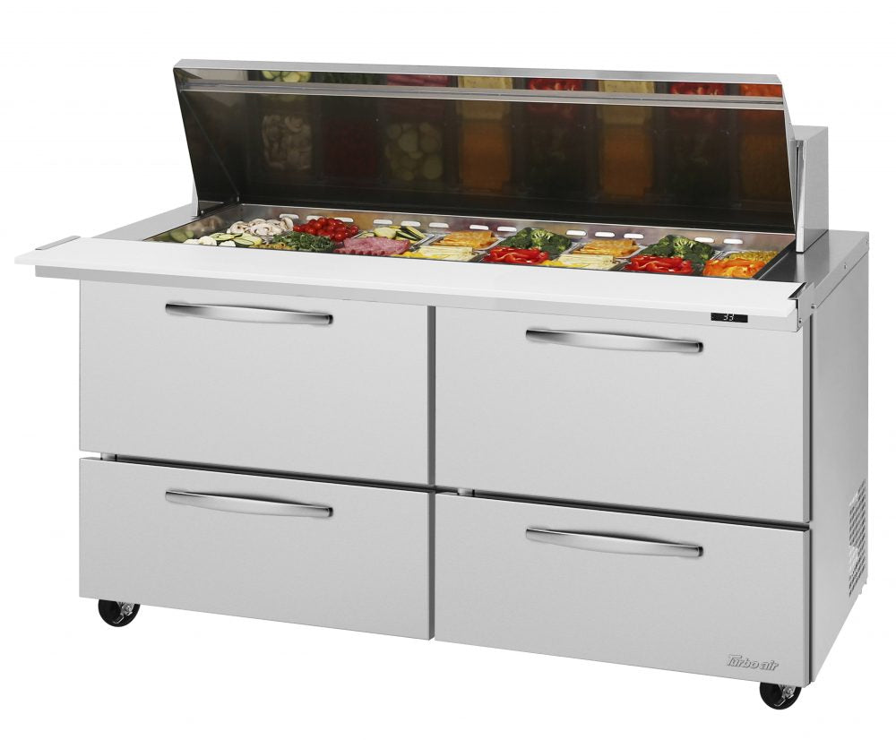 Turbo Air PST-60-24-D4-N 60" PRO Series Mega Top Sandwich/Salad Prep Table w/ Refrigerated Base, 115v
