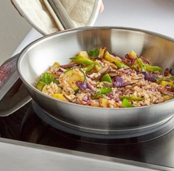 Vigor 9.5" Stainless Steel Pan, Suitable for Induction Cooker, Gas Stove, and Electric cooktop