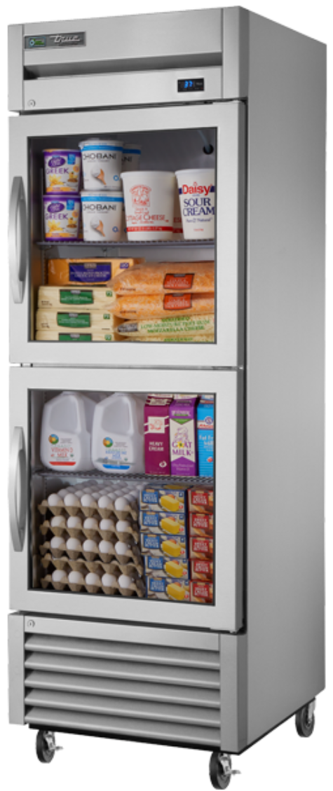 True T-23G-2-HC~FGD01 27" One Section Reach In Refrigerator, (2) Left Hinge Glass Doors, 115v