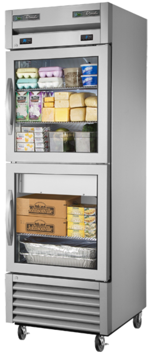 True T-23DT-G-HC~FGD01 27 1/16" One Section Commercial Combo Refrigerator Freezer - Glass Doors, Dual Temp, 115v
