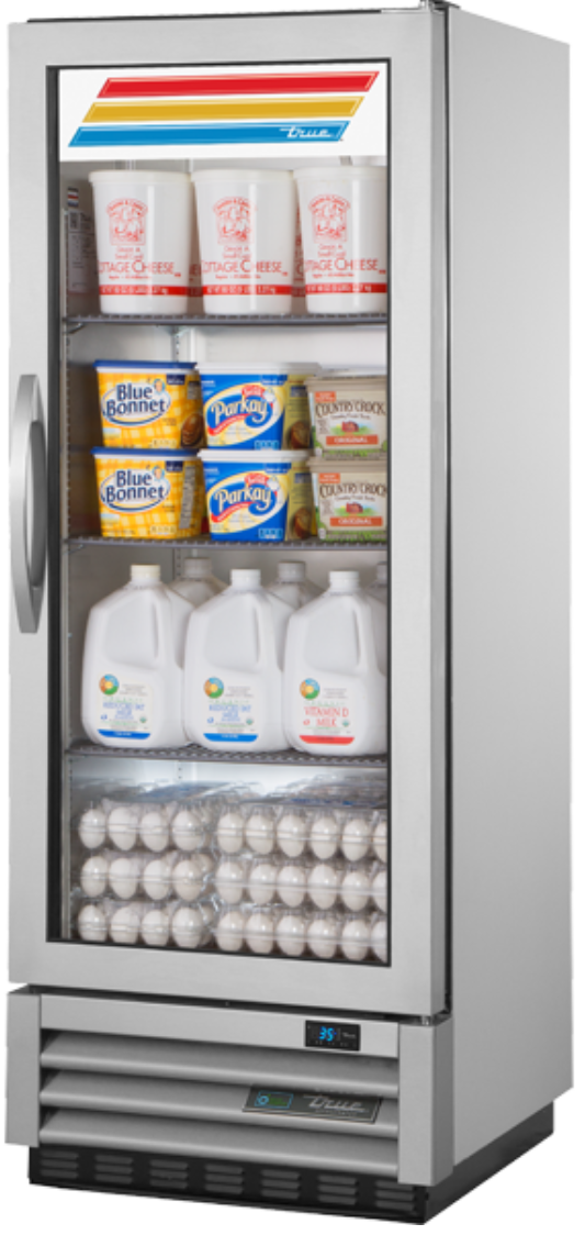 True T-12G-HC~FGD01 25" One Section Reach In Refrigerator, (1) Left Hinge Glass Door, 115v
