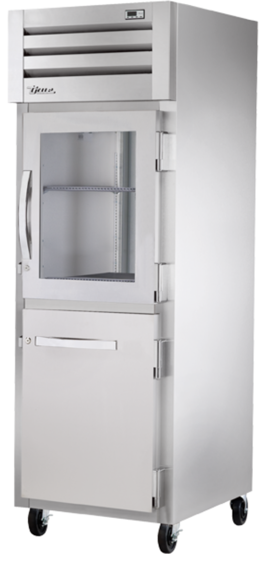 True STR1R-1HG/1HS-HC 27 1/2" One Section Reach In Refrigerator, (1) Glass Door, (1) Solid Door, Right Hinge, 115v