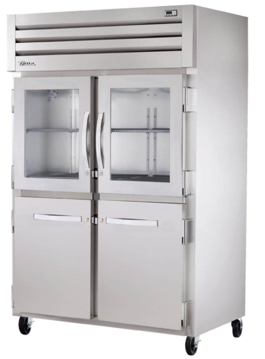 True STG2R-2HG/2HS-HC 52 3/5" Two Section Reach In Refrigerator, (2) Glass Doors, (2) Solid Doors, Left/Right Hinge, 115v