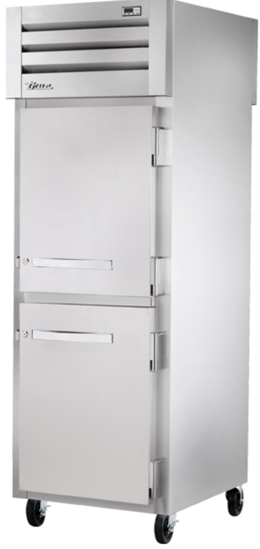 True STG1RPT-2HS-1G-HC 27 1/2" One Section Pass Thru Refrigerator, (1) Glass Door, (2) Solid Doors, Right Hinge, 115v