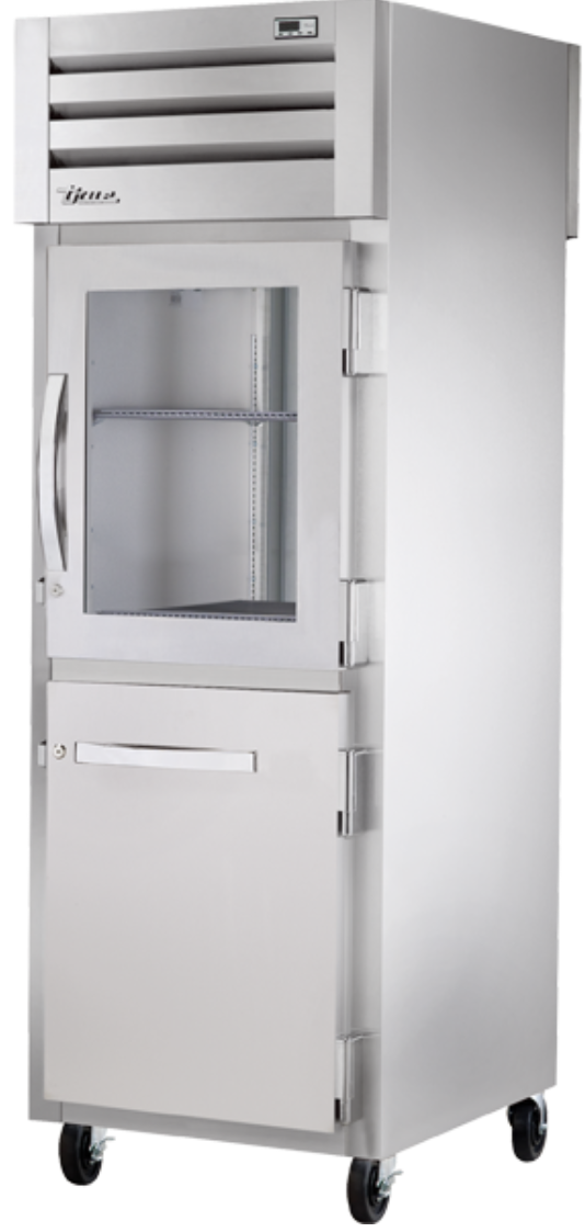 True STG1RPT-1HG/1HS-1S-HC 27 1/4" One Section Pass Thru Refrigerator, (1) Glass Door, (2) Solid Doors, Right Hinge, 115v