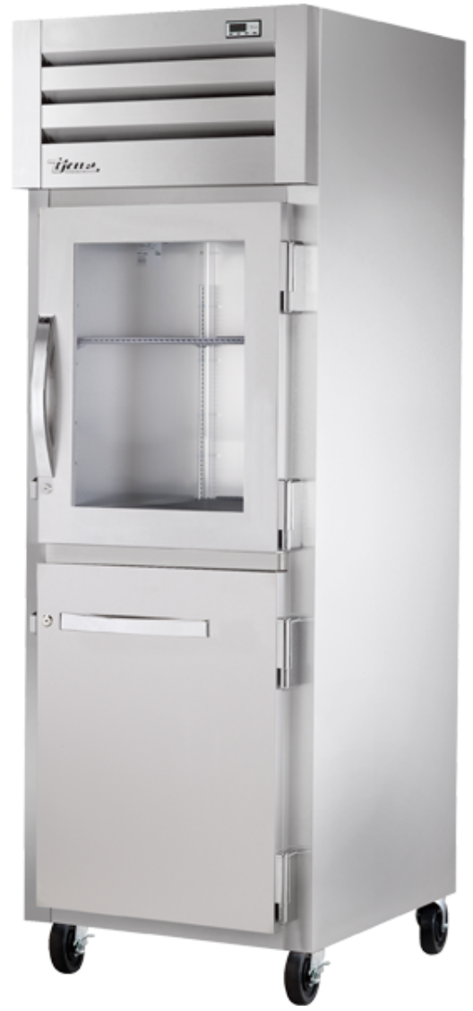 True STG1R-1HG/1HS-HC 27 1/2" One Section Reach In Refrigerator, (1) Glass Door, (1) Solid Door, Right Hinge, 115v