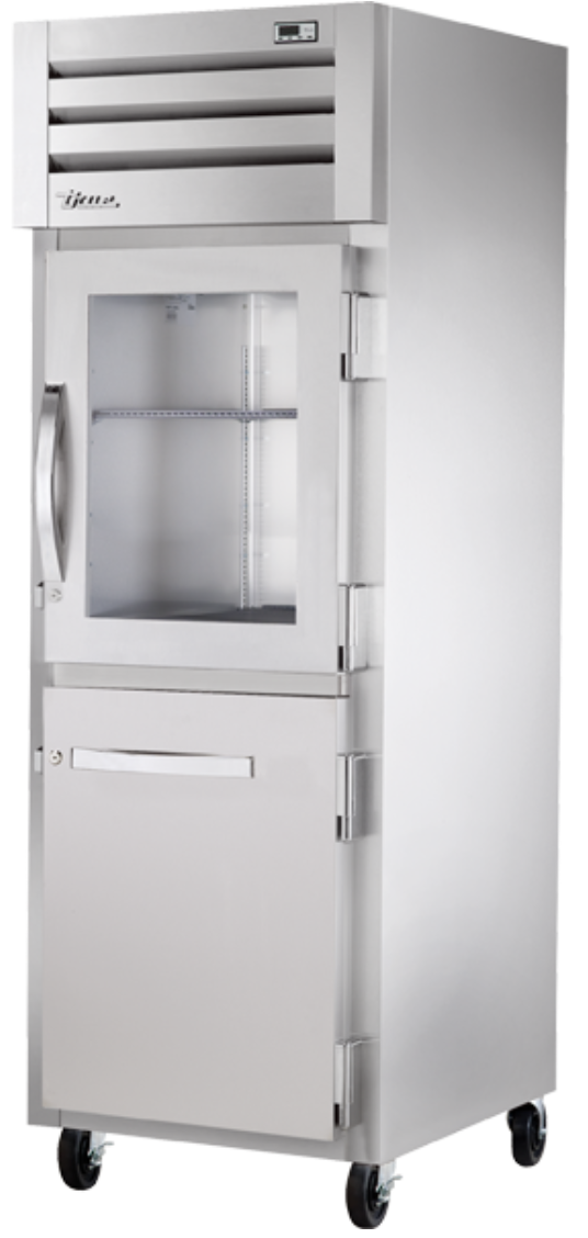 True STA1R-1HG/1HS-HC 27 1/2" One Section Reach In Refrigerator, (1) Glass Door, (1) Solid Door, Right Hinge, 115v