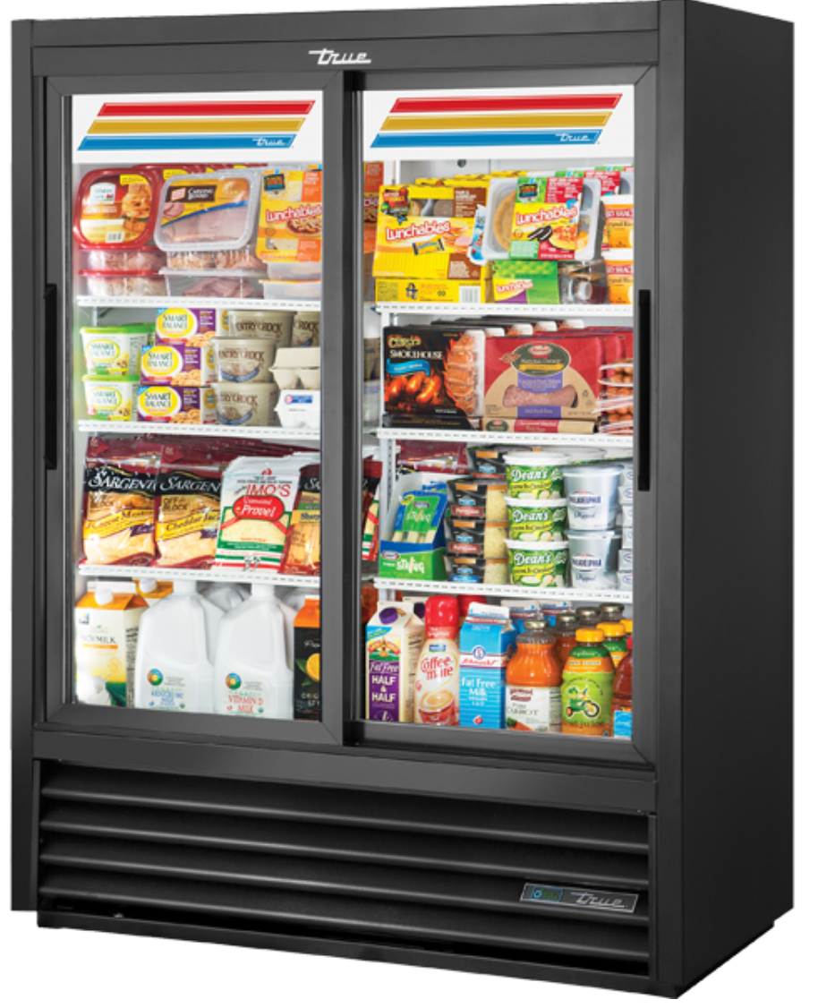 True GDM-41SL-60-HC-LD 47 1/8" GDM Series Two Section Glass Door Merchandiser - (2) Sliding Doors, Black, 115v