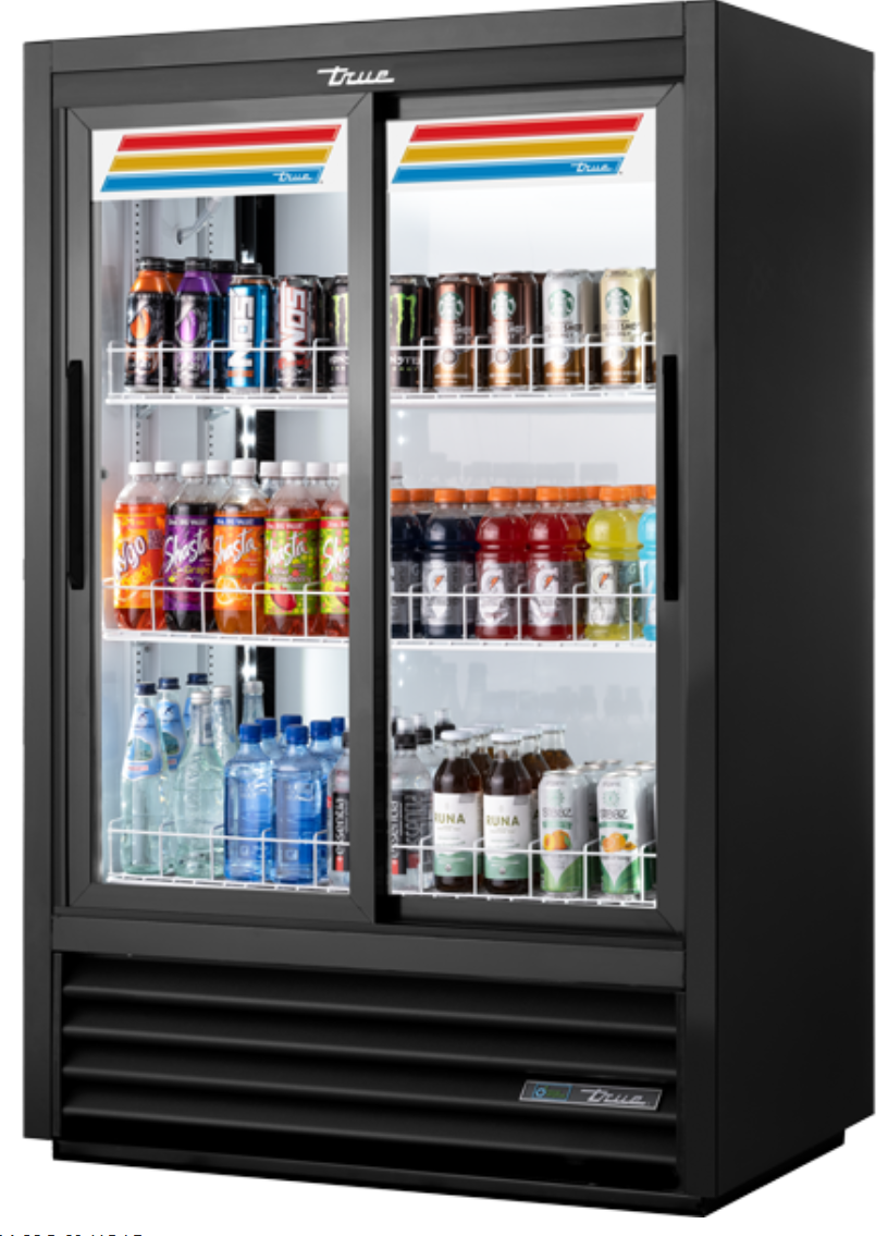 True GDM-33C-60-HC-LD 39 1/2" GDM Series Two Section Glass Door Merchandiser - (2) Sliding Doors, Black, 115v
