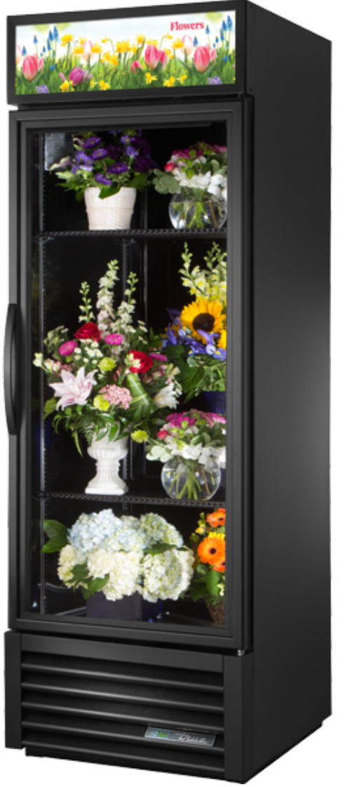 True GDM-23FC-HC~TSL01 1 Section Floral Cooler w/ Swinging Door - Black, 115v