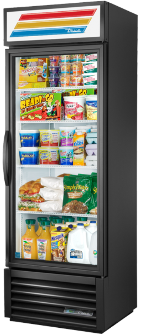 True GDM-19T-HC~TSL01 27" GDM Series One Section Glass Door Merchandiser - (1) Right Hinge Door, Black, 115v