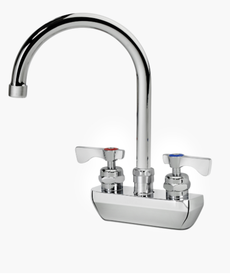 Krowne 14-401L-W-E4 Wall Mount Faucet w/ 6" Gooseneck Spout & VR Wrist Action Handles - 4" Centers, 1.5 GPM
