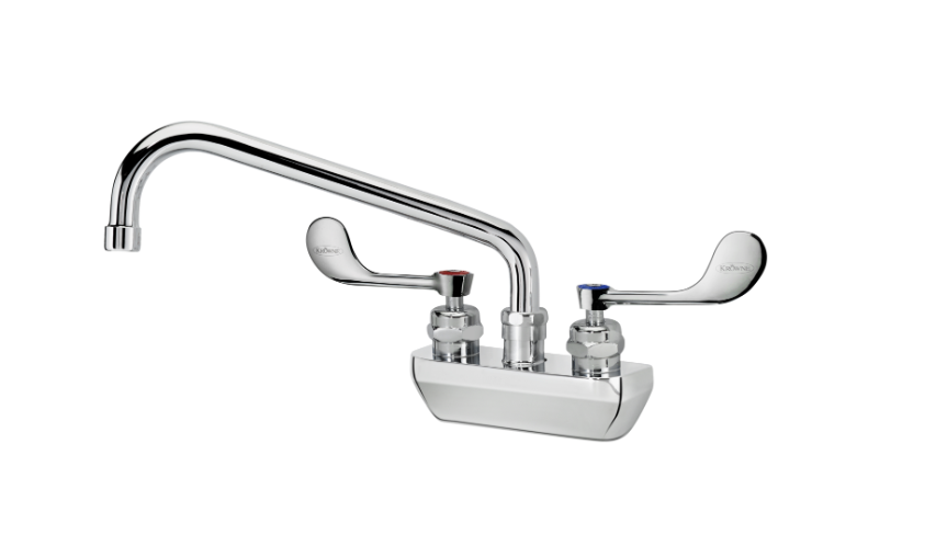 Krowne 14-410L-W-E4 Wall Mount Faucet w/ 10" Swing Spout & VR Wrist Action Handles - 4" Centers, 1.5 GPM