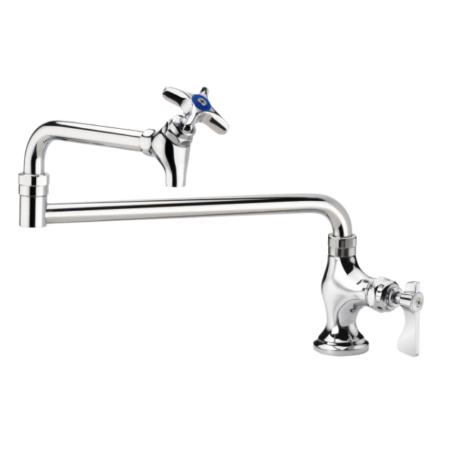 Krowne 16-162L Deck Mount Pot Filler Faucet w/ 18" Double Jointed Swing Nozzle