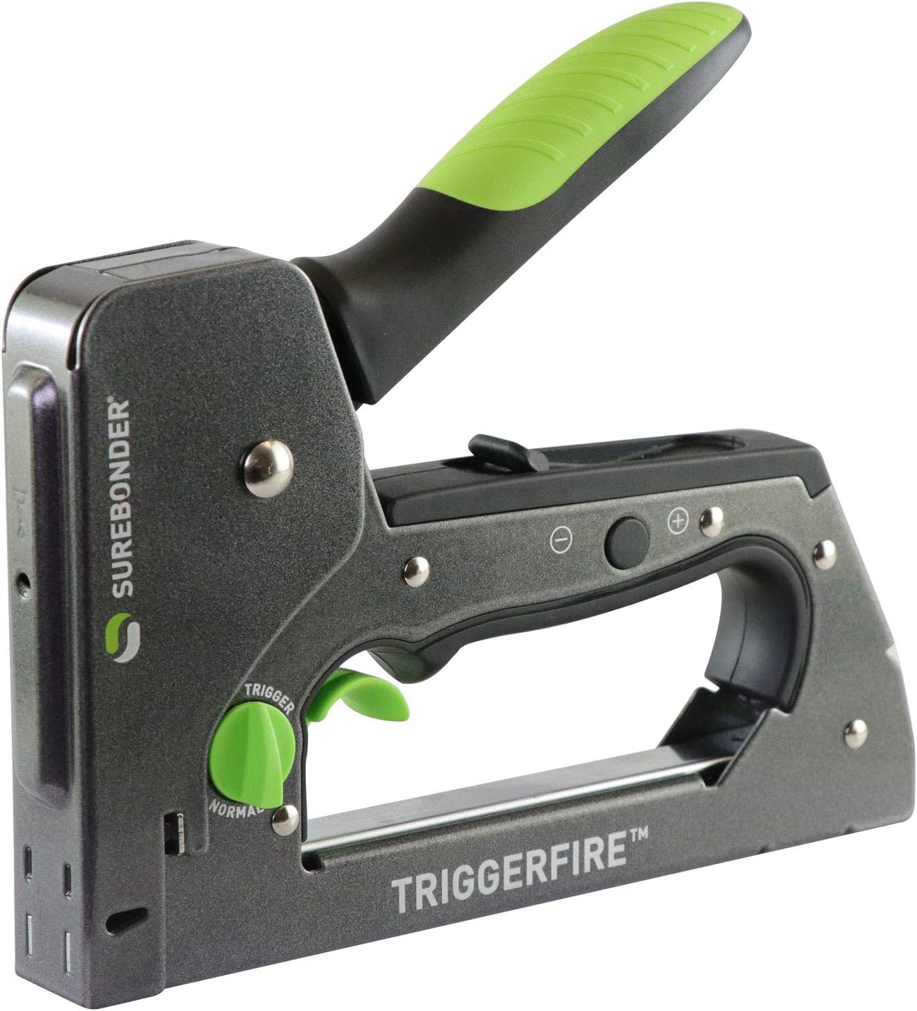 Surebonder TRIGGERFIRE Upholstery Stapler Nail Gun with 1250, 3/8", T-50 Type, Steel Staples