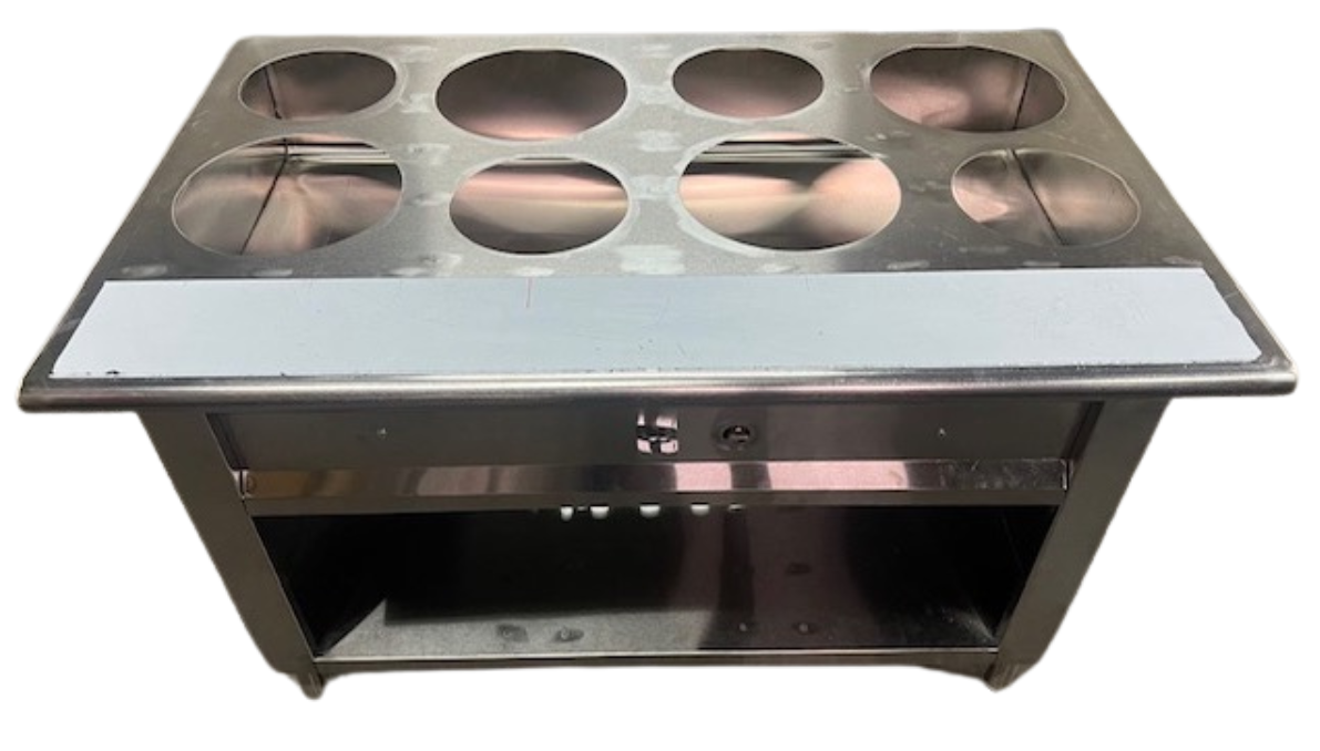 6 Hole Steam Table ST3030FT-NG 30"L X 30"W Natural Gas Stainless Steel for (3)7QT. and (3)4QT. Insets Fixed Top Panel