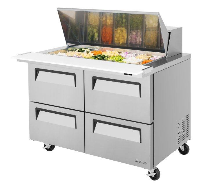 Turbo Air TST-48SD-18-D4-N 48" Super Deluxe Mega Top Sandwich/Salad Prep Table w/ Refrigerated Base, 115v